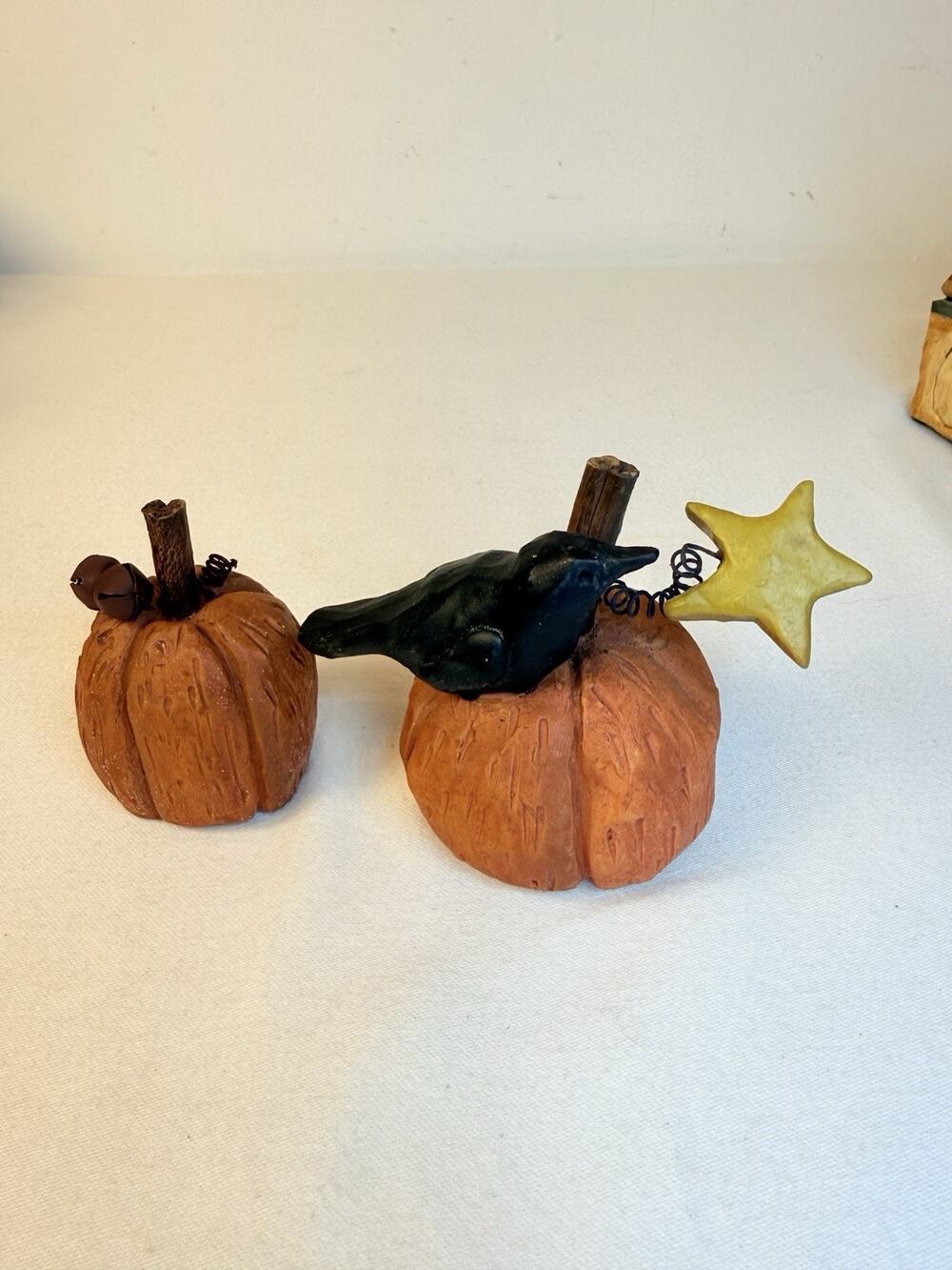 Blossom Bucket Suzi Fall Pumpkins Set Of 2 Crow& Star Folk Art Decor- Read